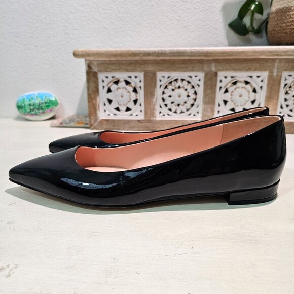 J.Crew Women Sz 11 Black Patent Leather Pointy Toe Flats Classy Chic Dressy Shoe - Picture 5 of 12
